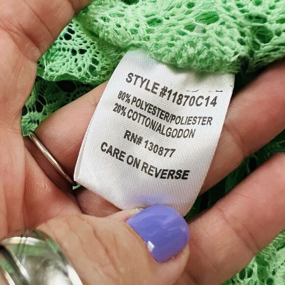 Leshop Sherbet Green Open Knit Short Sleeve Crochet Lace Cardigan Swim Cover - Picture 6 of 9
